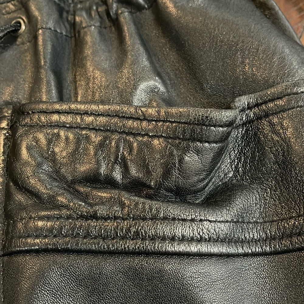 Cayenne Leather Black Hooded leather jacket quilted size small trench coat - Picture 11 of 16